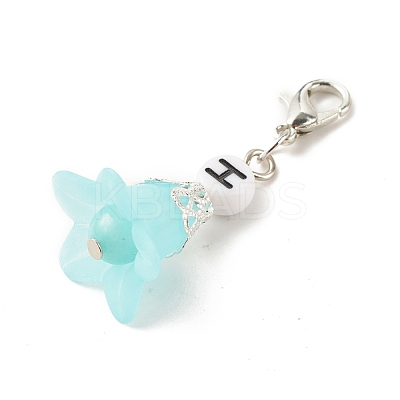 Frosted Flower Transparent Acrylic Pendant Decoration HJEW-JM00628-02-1