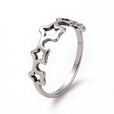 Non-Tarnish 201 Stainless Steel Star Wrap Finger Ring for Women RJEW-J051-24P-1