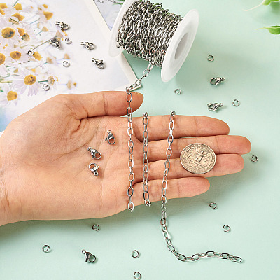 DIY Stainless Steel Paperclip Chains Necklaces Making Kits DIY-TA0011-23P-02-1