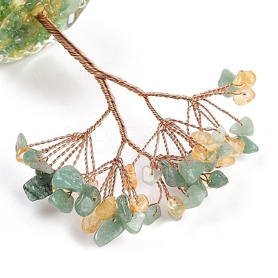 Natural Green Aventurine and Yellow Quartz Chips Tree of Life Decorations DJEW-B013-01G-1