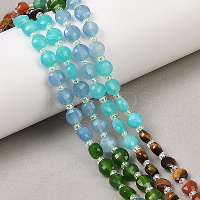 Natural Agate(Dyed & Heated) & Dyed White Jade & Tiger Eye Beads Strands G-Z135-B04-1