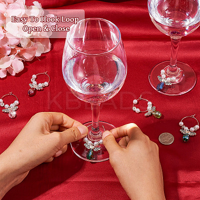 14Pcs 7 Colors Angel Glass & Alloy Wine Glass Charms AJEW-TA0001-69-1