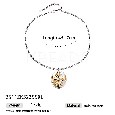 Duo Tone 304 Stainless Steel Flower Pendant Necklaces for Women WGB6C44-03-1