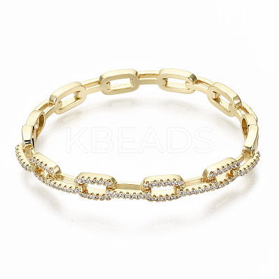 Brass Micro Pave Clear Cubic Zirconia Bangles BJEW-S142-015-NF-1