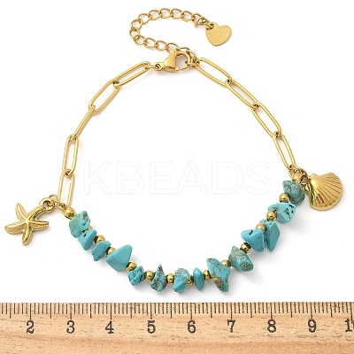 304 Stainless Steel Synthetic Turquoise Beads Bracelets BJEW-U019-02G-1