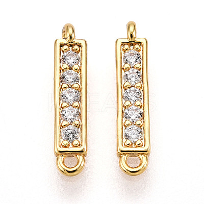 Brass Micro Pave Clear Cubic Zirconia Connector Charms X1-KK-N261-79G-1