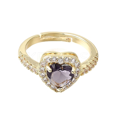 Brass Micro Pave Clear Cubic Zirconia Cuff Open Rings CU-CBA5C10-13G-1