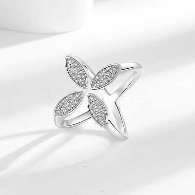 Brass Micro Pave Cubic Zirconia Cuff Rings RJEW-P169-02P-1