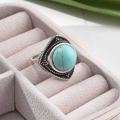 Synthetic Turquoise Adjustable Rings G-P560-03AS-19-1