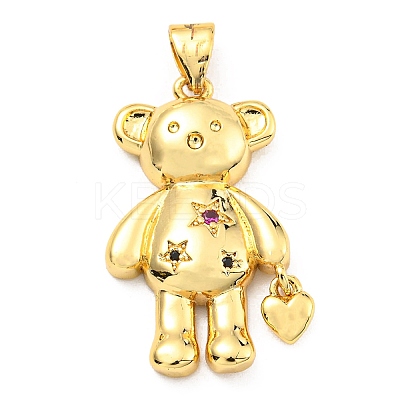 Rack Plating Brass Micro Pave Cubic Zirconia Pendants KK-C026-08G-1