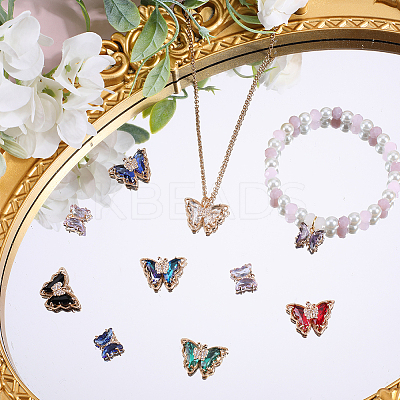 24Pcs 12 Styles Brass with Glass Pendants KK-SC0003-59-1
