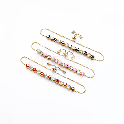 Adjustable Brass Inlaid Cubic Zirconia Slider Bracelets BJEW-Q996-002-NR-1