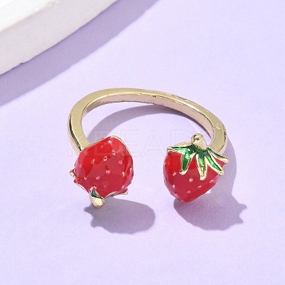 Brass with Enamel Cuff Open Rings for Women LS-RJEW-Q019-01A-G-1
