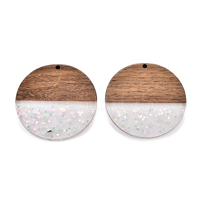 Epoxy Resin & Walnut Wood Pendants RESI-T057-10A-1
