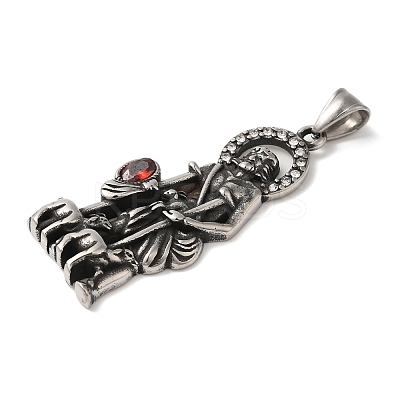 304 Stainless Steel and Glass Rhinestone Pendants STAS-B073-03AS-1