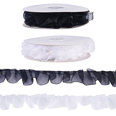 2Rolls 2 Colors Floral Polyester Lace Ribbon OCOR-TA0002-66-1