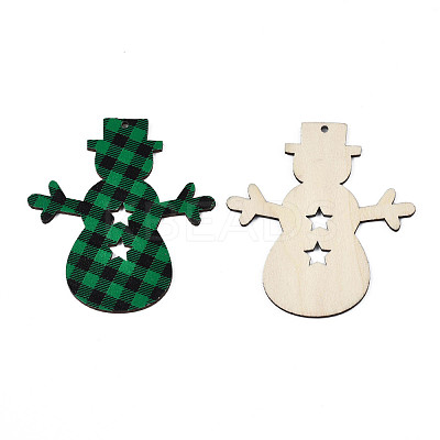 Christmas Theme Single-Sided Printed Wood Big Pendants WOOD-N005-58B-1