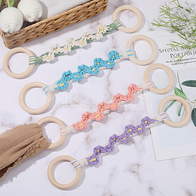 4Pcs 4 Colors  Daisy Cotton Thread Weave Towel Rack AJEW-CN0004-61-1