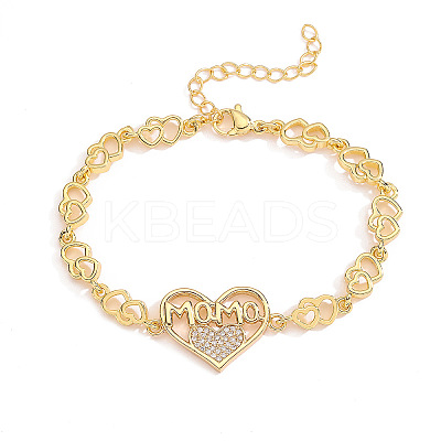 Mother's Day Brass Micro Pave Clear Cubic Zirconia Link Bracelets WG4B6A3-01-1