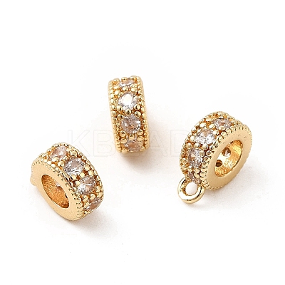 Rack Plating Brass Micro Pave Cubic Zirconia Tube Bails KK-E081-08G-1