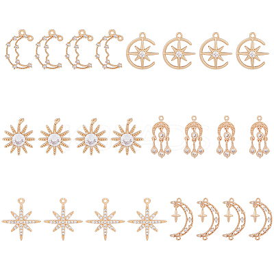 24Pcs 6 Styles Brass Micro Pave Cubic Zirconia Pendants KK-DC0002-84-1