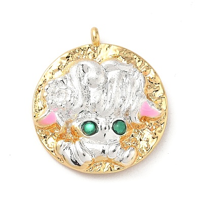 Brass Micro Pave Cubic Zirconia Enamel Pendants KK-L250-08G-02-1