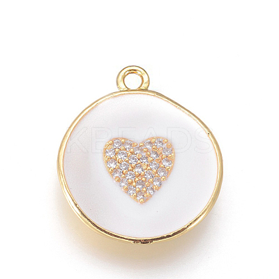 Golden Plated Brass Micro Pave Cubic Zirconia Pendants KK-F809-07G-02-1
