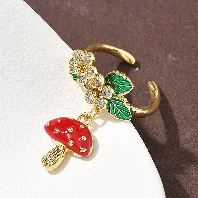 Brass Micro Pave Cubic Zirconia Cuff Rings RJEW-A069-04G-1