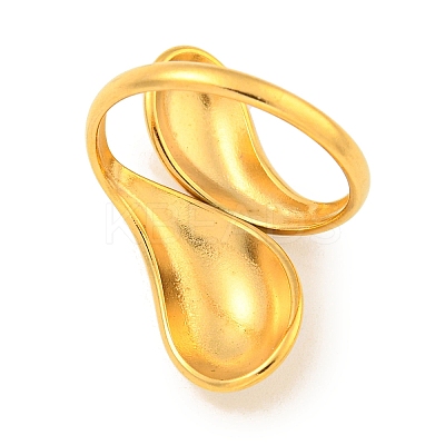 Ion Plating(IP) Teardrop 304 Stainless Steel Open Cuff Finger Rings for Women RJEW-P114-03G-1