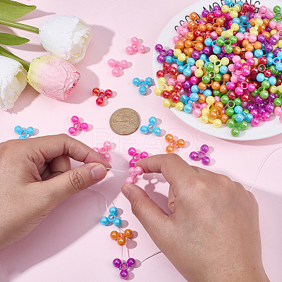200Pcs Opaque Plastic Tri Beads for Christmas Ornaments Making SACR-SP0001-52-1