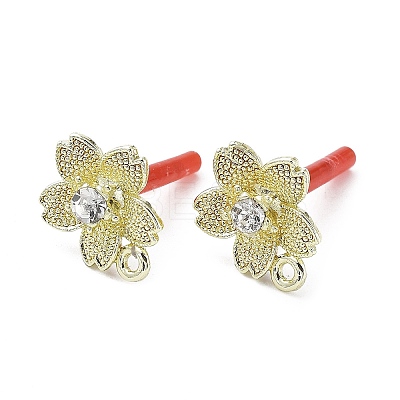 Rack Plating Alloy Flower Stud Earrings Finding EJEW-B030-13G-1
