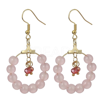 Imitation Jade Glass Beaded Ring Dangle Earrings EJEW-JE05568-04-1