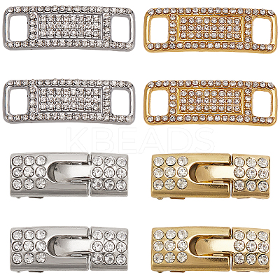 4 Styles Brass & Zinc Alloy Rhinestone Shoe Buckle Clips FIND-HY0003-92-1
