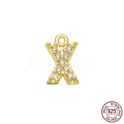 Real 18K Gold Plated 925 Sterling Silver Micro Pave Clear Cubic Zirconia Charms STER-P054-10G-X-1