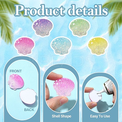 30Pcs 6 Colors Gradient Color Transparent Resin Cabochons RESI-YW0005-97-1