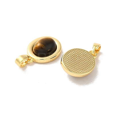 Natural Tiger Eye Pendants KK-H461-05G-1