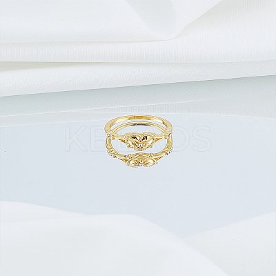 1Pc Heart Alloy & Rhinestone Finger Rings for Women RJEW-LP0010-08-1