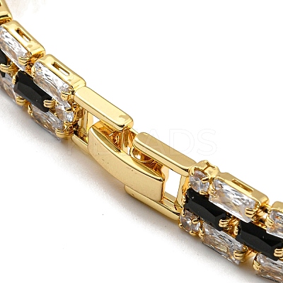 Rack Plating Brass Micro Pave Cubic Zirconia Rectangle Link Chain Bracelets BJEW-Q771-06G-01-1