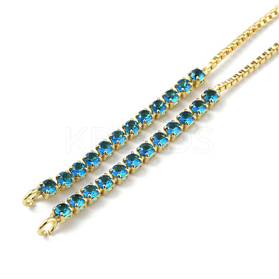 Brass Micro Pave Cubic Zirconia Box Chain Slider Bracelet Makings KK-P233-10G-01-1