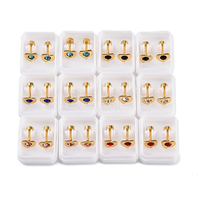 Heart Crystal Rhinestone Ear Fake Plugs EJEW-H105-21G-B-1