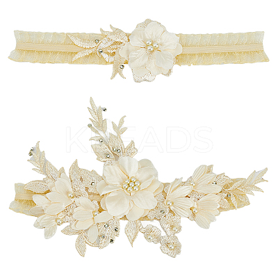 Flower Polyester Garter Leg Ring AJEW-WH0471-09B-1