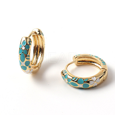 Flower Enamel Hoop Earrings LS-EJEW-G290-03G-E-1