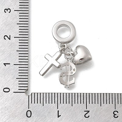 Brass Micro Pave Clear Cubic Zirconia European Dangle Charms KK-D431-033C-P-1