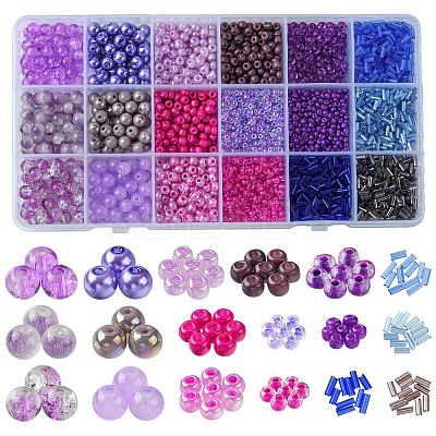 DIY Glass Round Beads & Seed Beads Jewelry Making Finding Kits DIY-FS0005-95-1