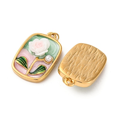 304 Stainless Steel Enamel Pendants STAS-U061-45G-1