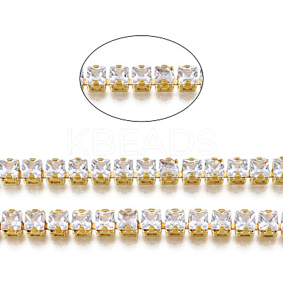 Square Cubic Zirconia Strass Chains CHC-N020-07-1