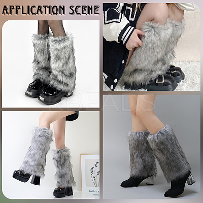 Polyester Imitation Fox Hair Boot Cover AJEW-WH20130-37B-1