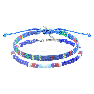 2Pcs 2 Styles Bohemian Fibre Woven Braided Bracelets Set SH5319-2-1