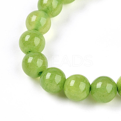 Buddhist Natural Topaz Jade Round Beaded Stretch Bracelets BJEW-R041-8mm-04-01-1