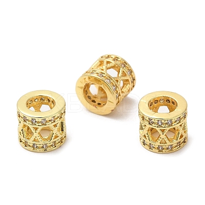 Rack Plating Brass Cubic Zirconia European Beads KK-R147-08G-1